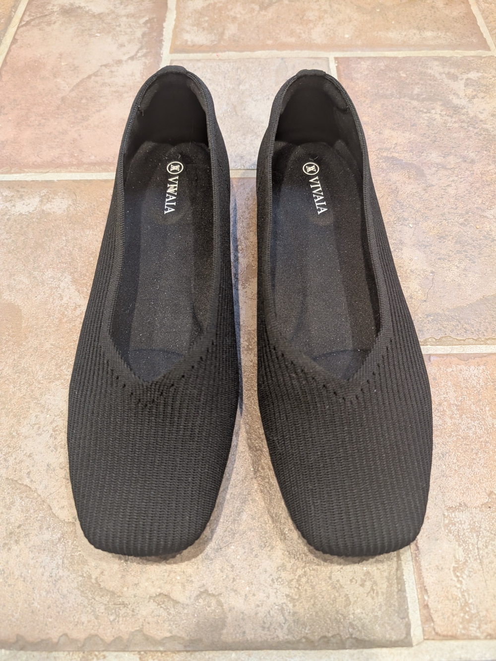 Women's Black Knit Ballet Flats - VIVAIA